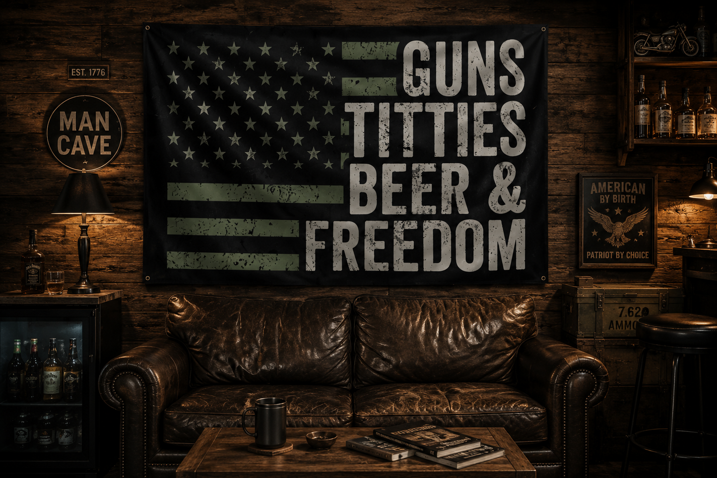 Guns, Titties, Beer & Freedom Flag