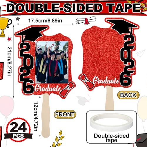 Class of 2026 Graduation Fans with Handle | Double Sided DIY Grad Photo Props