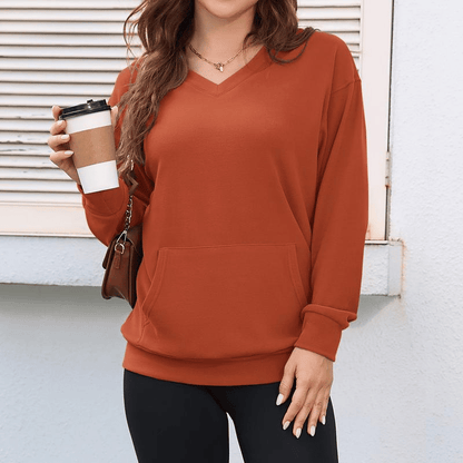 🎉New Arrival - 49% OFF💖Women's Hoodless V-Neck Kangaroo Pocket Sweatshirt