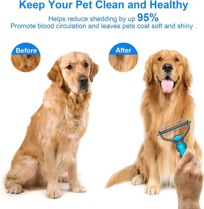 🐾 FLASH SALE: 50% OFF! ✨ Double-Sided Deshedding Pet Brush – Dual-Sided, Ergonomic & Gentle for Dogs & Cats 🐶
