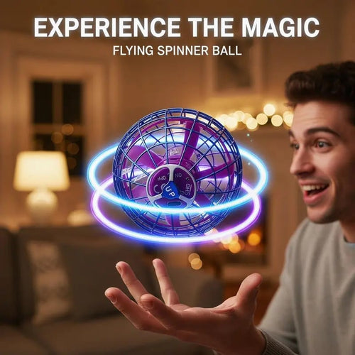 🚀 Levitating Induction Flying Ball – Smart Glow Gyro for Fingertip Play – LED Mini Drone Toy for Kids & Adults ✨