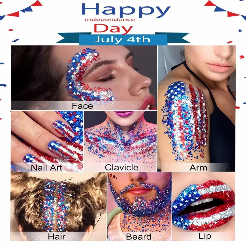 🎁LAST DAY 50% OFF-🦅4th of July Glitter Stick✨🔔Red, White & Blue Body & Hair Sparkle