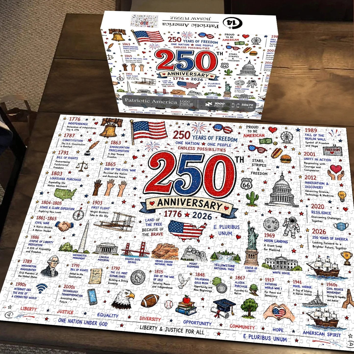🧩 Patriotic America Jigsaw Puzzle 1000 Pieces 🎁 Buy 2 Free Shipping