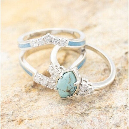 🔥LAST DAY 60% OFF🎁Sterling Silver Natural Turquoise Diamond Ring
