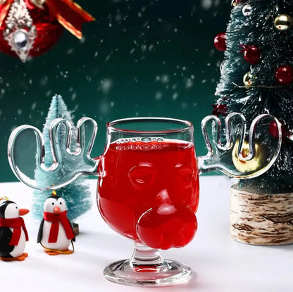 🔥Last Day 49% OFF - The Stag's Gaze: Where Light Dances 🦌✨Glass Reindeer Mug