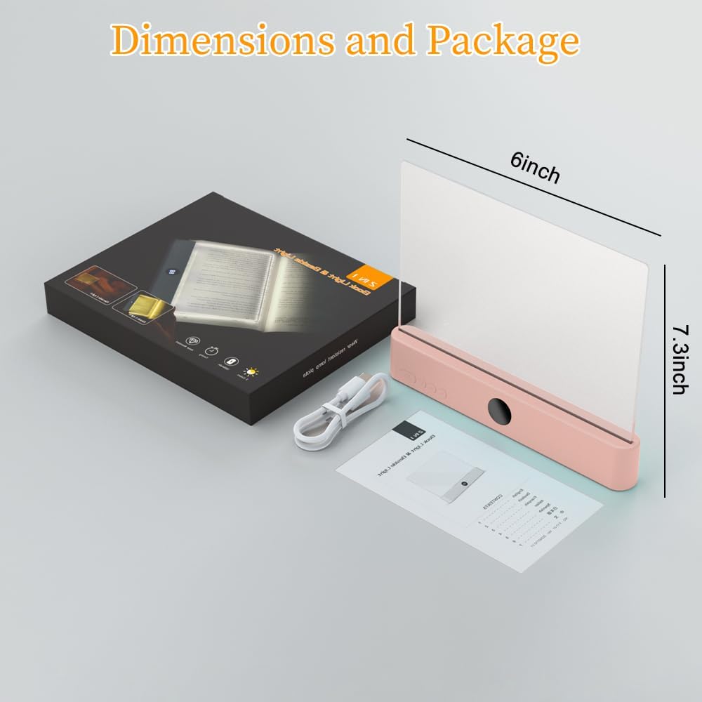 🔥Last Day 49% OFF-✨Book Light, Rechargeable Clear LED Flat Book Lights for Reading in Bed at Night with 3 Colors & Timer