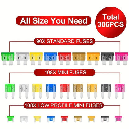 🔥 BIG SALE - 47% OFF🔥306 PCS & Car Blade Fuse Assortment Set