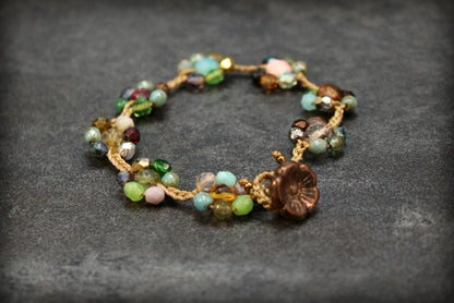 Handmade Bohemian Turquoise Flower Bracelet — Perfect for Hippie and Boho Styles