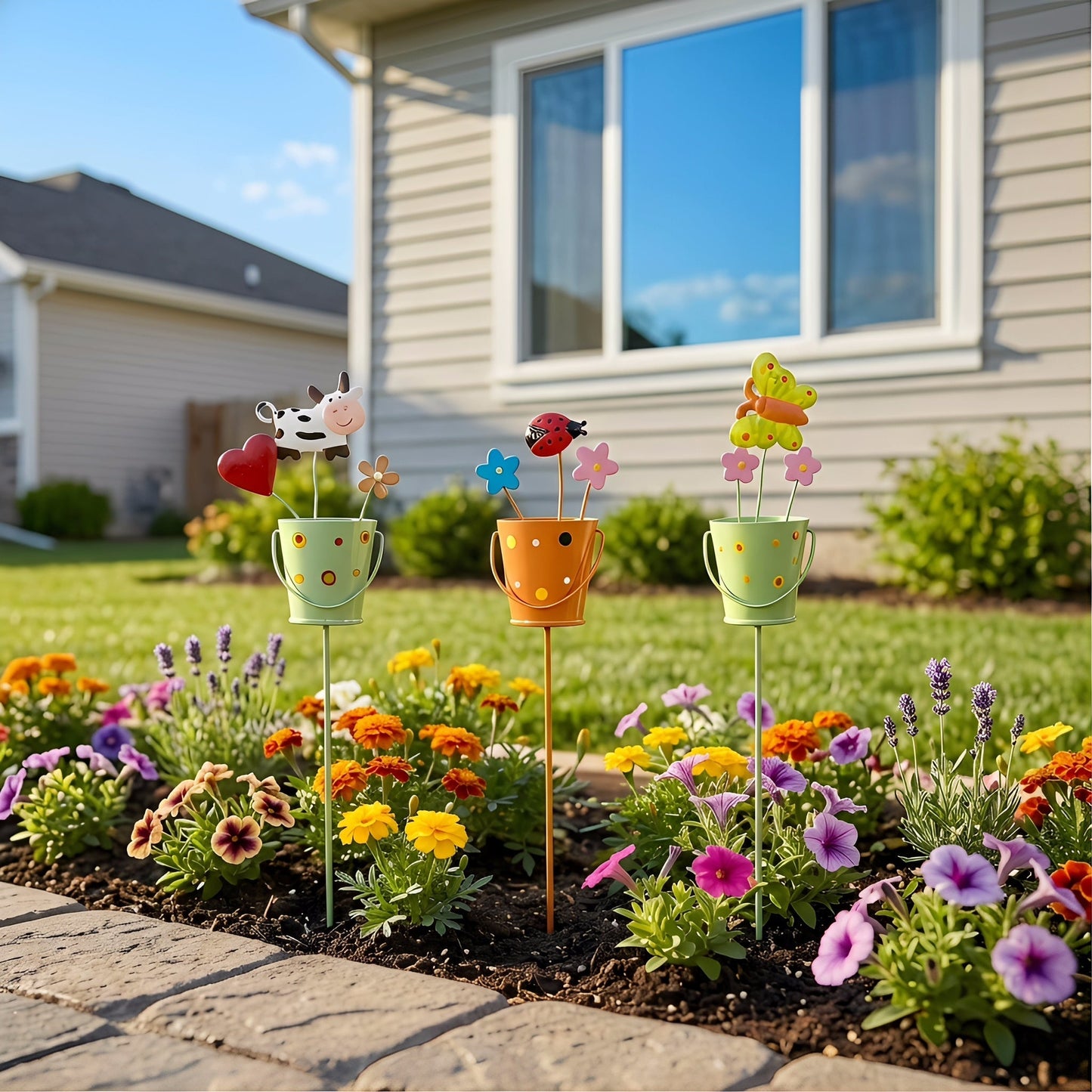 🔥Last Day 49% OFF-Set of 3 Metal Flower Pot Garden Stakes