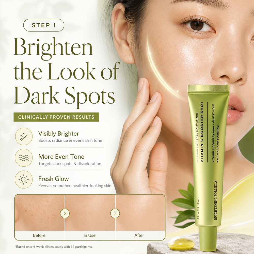 🍊✨  50,000 ppm Dual Vitamin C Booster Shot Serum - Korean Glow Serum with Glutathione, Niacinamide & Vitamin E - For Dark Spots, Dull Skin, Fine Lines & Glass Skin Glow - 30ml