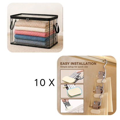 🔥Last Day 50% OFF📦Portable Large Heavy-Duty Thick Plastic Clear Storage Box with Hinged Lid | Home, Travel & Camping