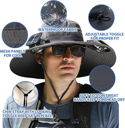 🔥Last Day 50% OFF -Ultralight Solar Fan Sun Hat – Lighter Than a Baseball!⚾(Only 11oz)