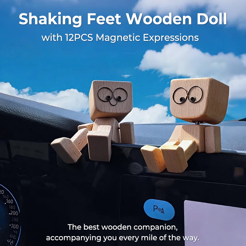 🎁Last Day 50% OFF🔥Handmade Charming Little Wooden Figure That Sways with 12PCS Magnetic Expressions