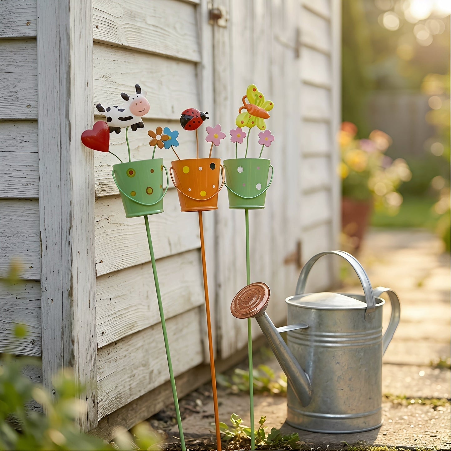 🔥Last Day 49% OFF-Set of 3 Metal Flower Pot Garden Stakes