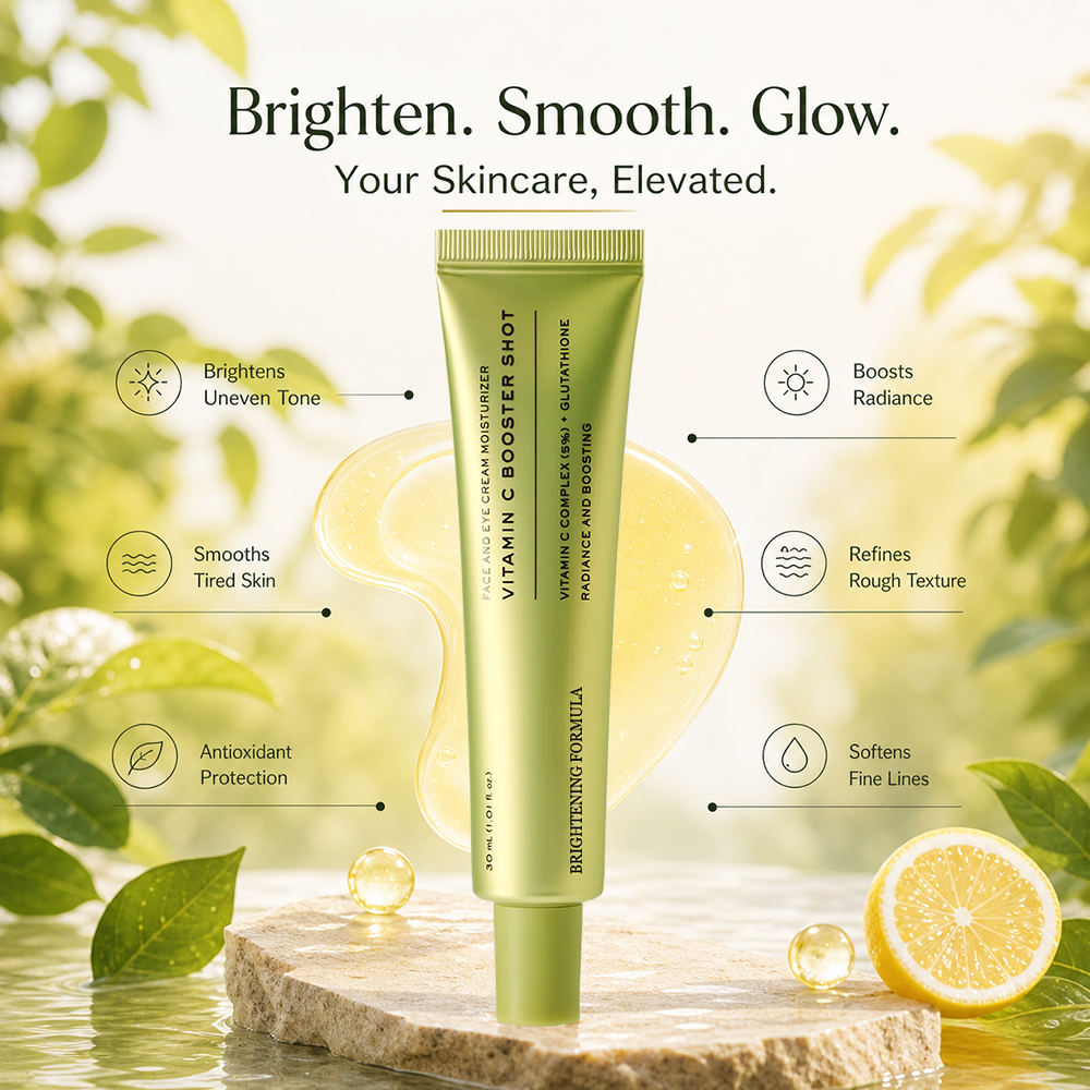 🍊✨  50,000 ppm Dual Vitamin C Booster Shot Serum - Korean Glow Serum with Glutathione, Niacinamide & Vitamin E - For Dark Spots, Dull Skin, Fine Lines & Glass Skin Glow - 30ml