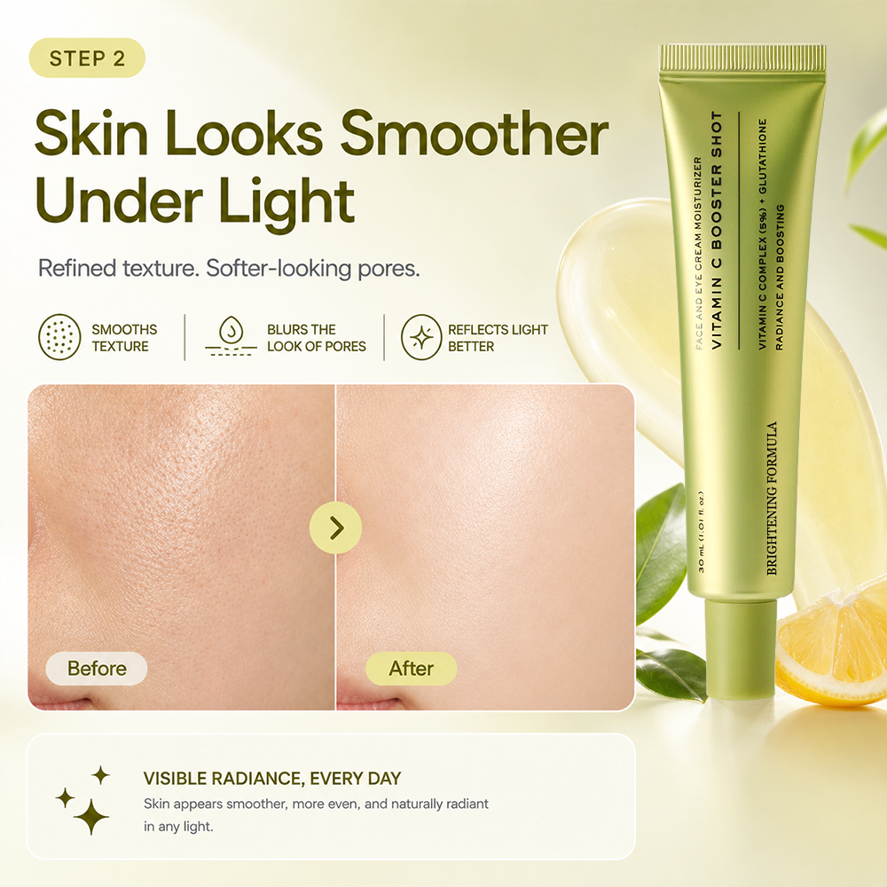 🍊✨  50,000 ppm Dual Vitamin C Booster Shot Serum - Korean Glow Serum with Glutathione, Niacinamide & Vitamin E - For Dark Spots, Dull Skin, Fine Lines & Glass Skin Glow - 30ml