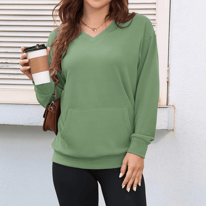🎉New Arrival - 49% OFF💖Women's Hoodless V-Neck Kangaroo Pocket Sweatshirt