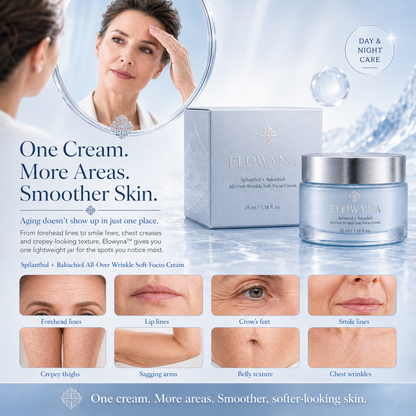 🧠👩‍🔬 Elowyna™ Spilanthol + Bakuchiol All-Over Wrinkle Soft-Focus Cream – Face, Neck, Chest, Hands & Crepey Skin – Smooth, Firm & Blur – 70% OFF Today