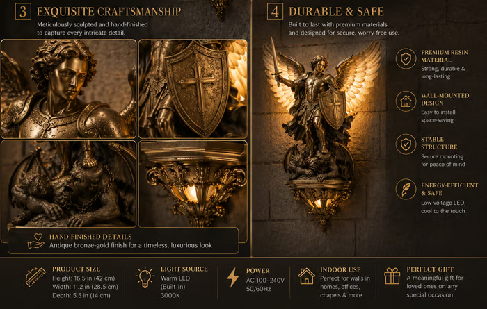 😇 2026 Archangel Michael Wall Lamp – Guardian of Light & Valor ⚔️🛡️