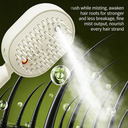 3-in-1 Electric Mist Detangling Brush for Frizz & Scalp Massage