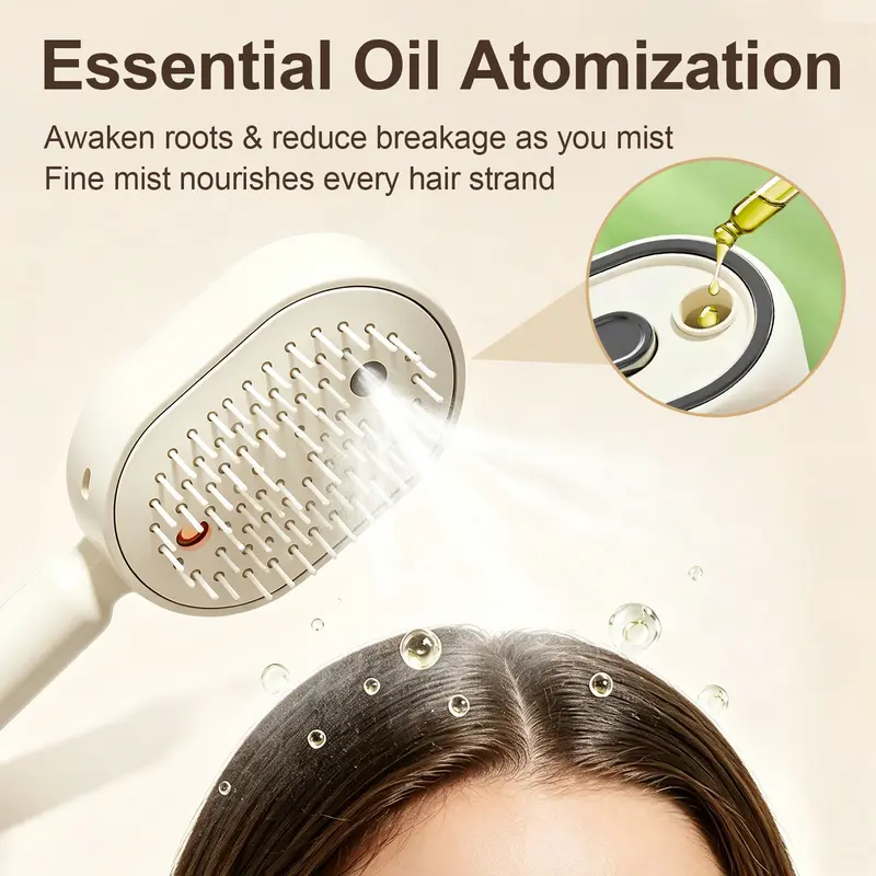 3-in-1 Electric Mist Detangling Brush for Frizz & Scalp Massage