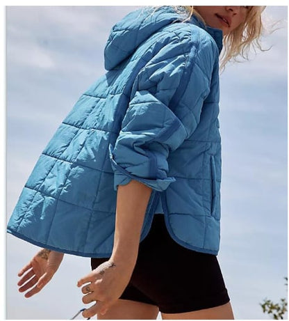 🔥Lightweight and warm-Women's Oversized Hooded Puffer Jacket Quilted Lightweight Winter Warm Pullover Padded Hoodies Coat