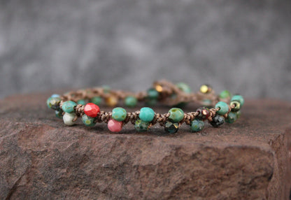Handmade Bohemian Turquoise Flower Bracelet — Perfect for Hippie and Boho Styles