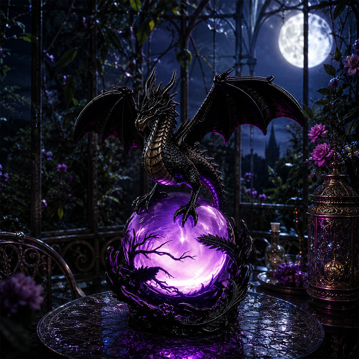 🔮Gothic Dragon LED Crystal Ball Lamp for Dark Aesthetic Decor
