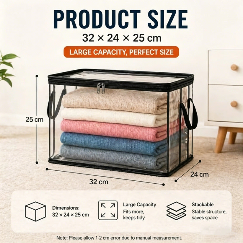 🔥Last Day 49% OFF📦Portable Large Heavy-Duty Thick Plastic Clear Storage Box with Hinged Lid | Home, Travel & Camping