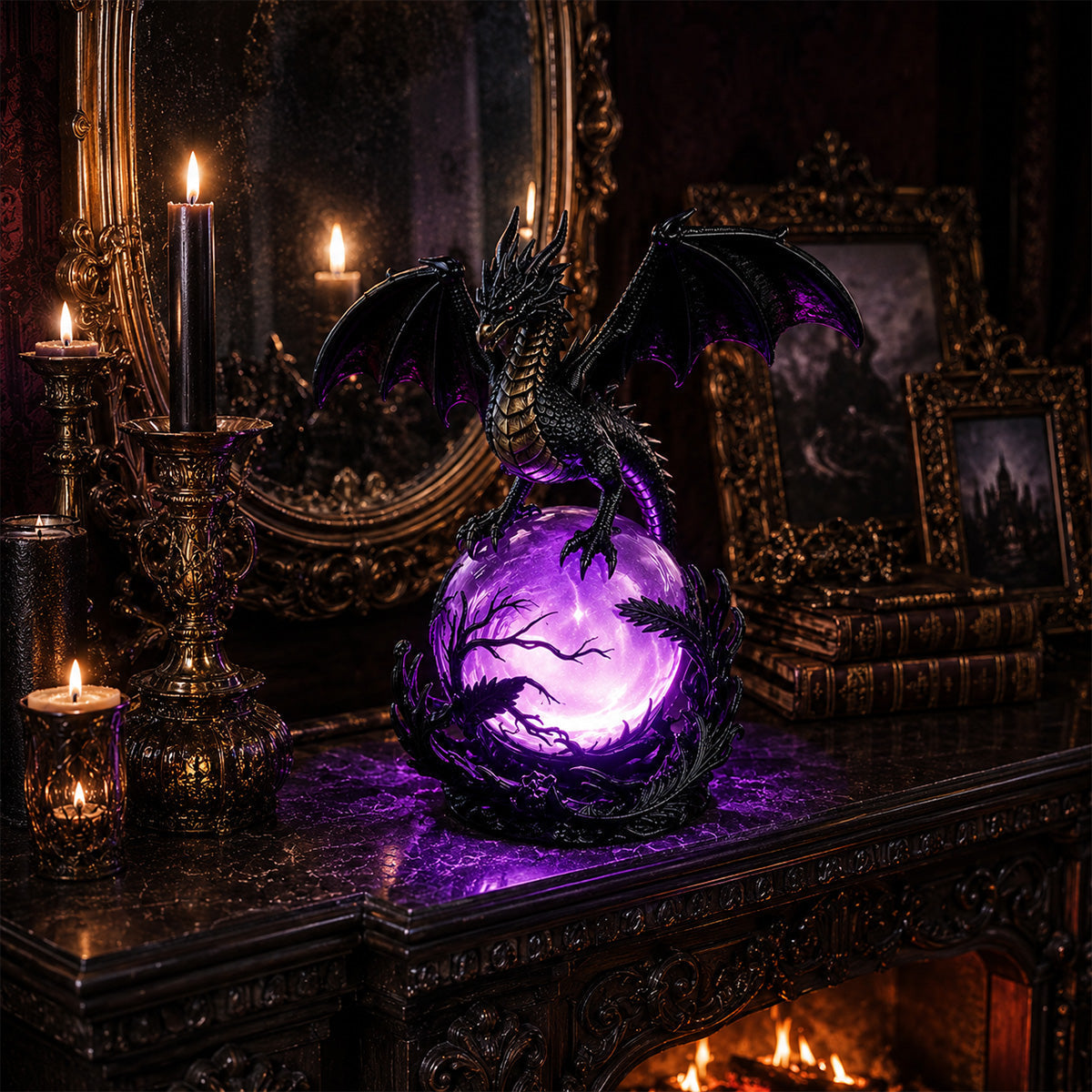 🔮Gothic Dragon LED Crystal Ball Lamp for Dark Aesthetic Decor