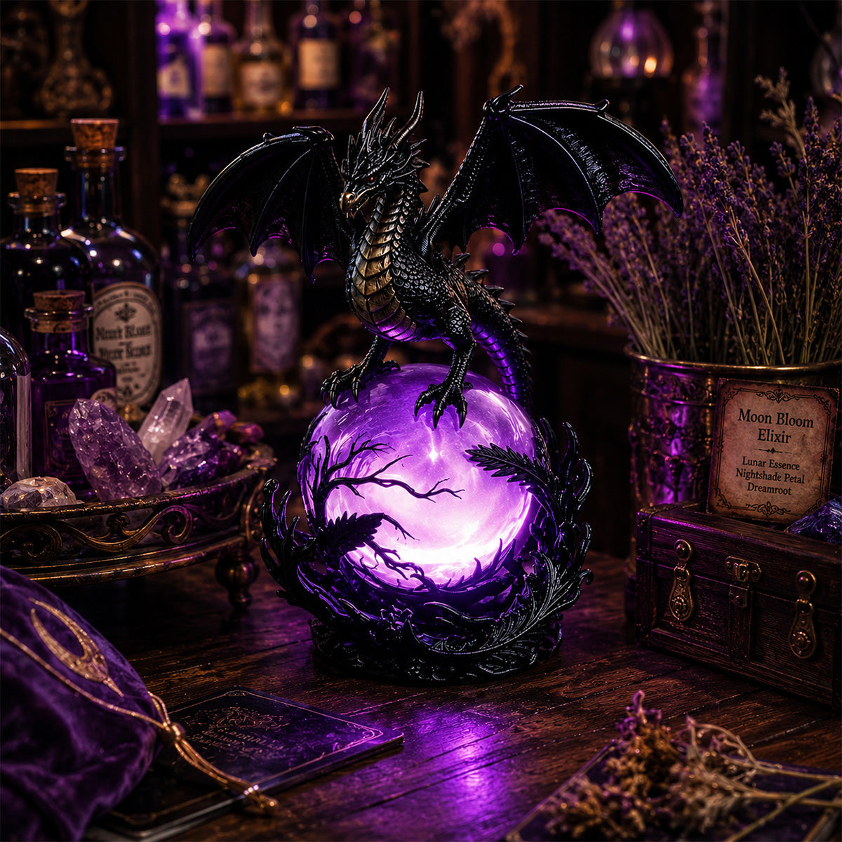 🔮Gothic Dragon LED Crystal Ball Lamp for Dark Aesthetic Decor