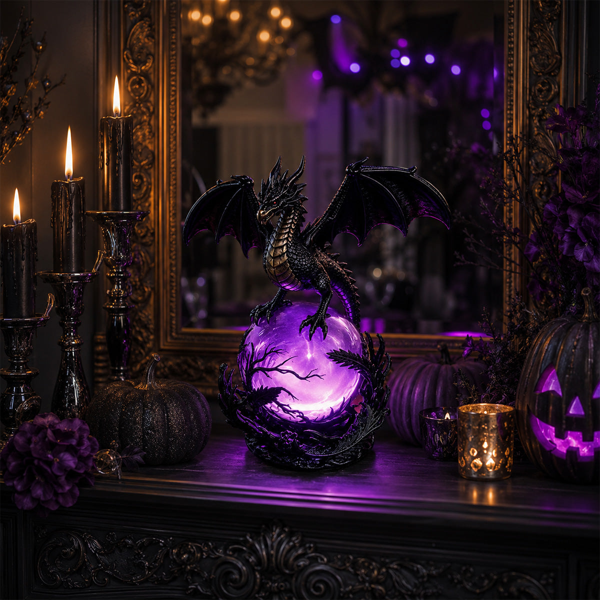 🔮Gothic Dragon LED Crystal Ball Lamp for Dark Aesthetic Decor