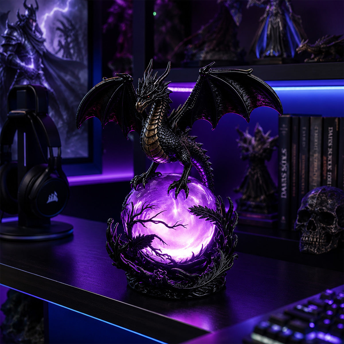 🔮Gothic Dragon LED Crystal Ball Lamp for Dark Aesthetic Decor