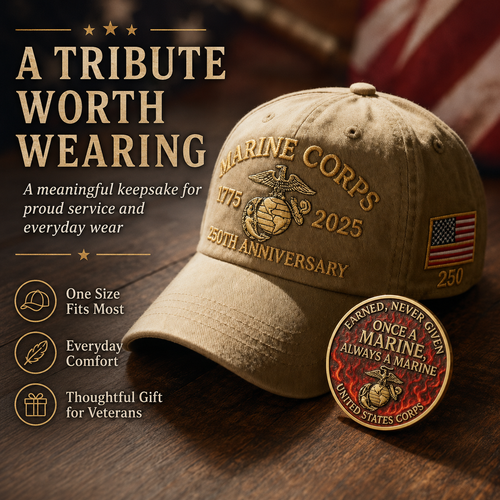 250th USMC Retro Embroidered Cover🎁 Free Honor Coin With Every Cap Purchase