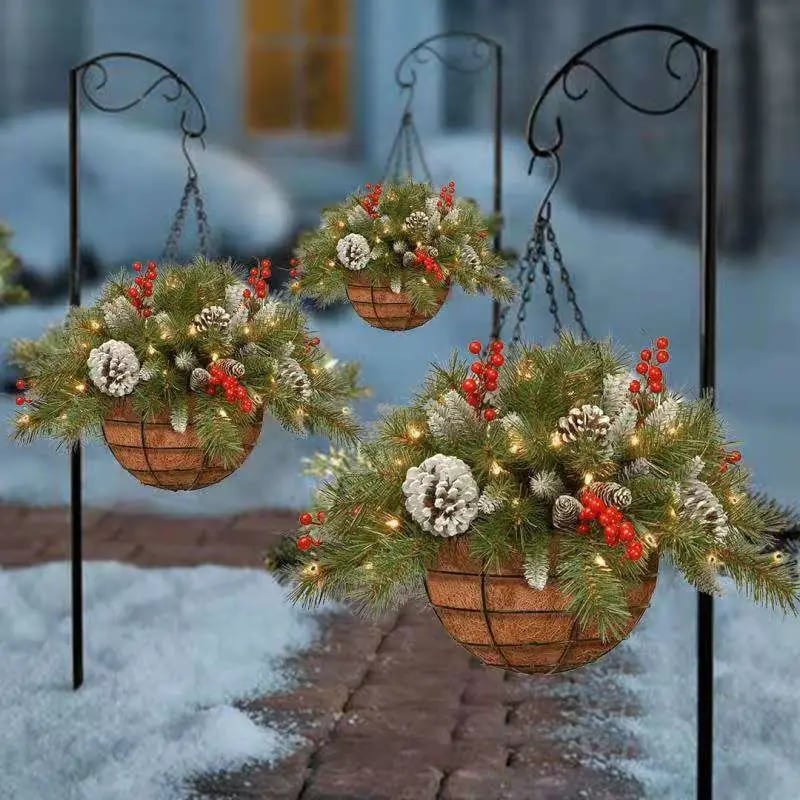 🏆Flash Sale⚡70K+ SOLD! Almost Gone🎄Pre-Lit Artificial Christmas Hanging Basket