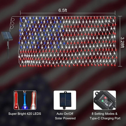 🔥Giant 250th Anniversary Flag Net Lights | 420 Super Bright Leds