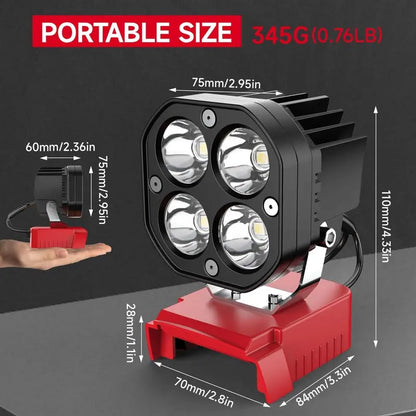 Last Day 49% OFF🔥LED Work Light Compatible with Milwaukee 18V Battery/Dewalt 18V&20V Battery