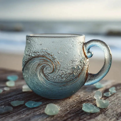 🎄Unique gift🔥100% handmade sea glass wave cup🎁Enjoy buy one get one free
