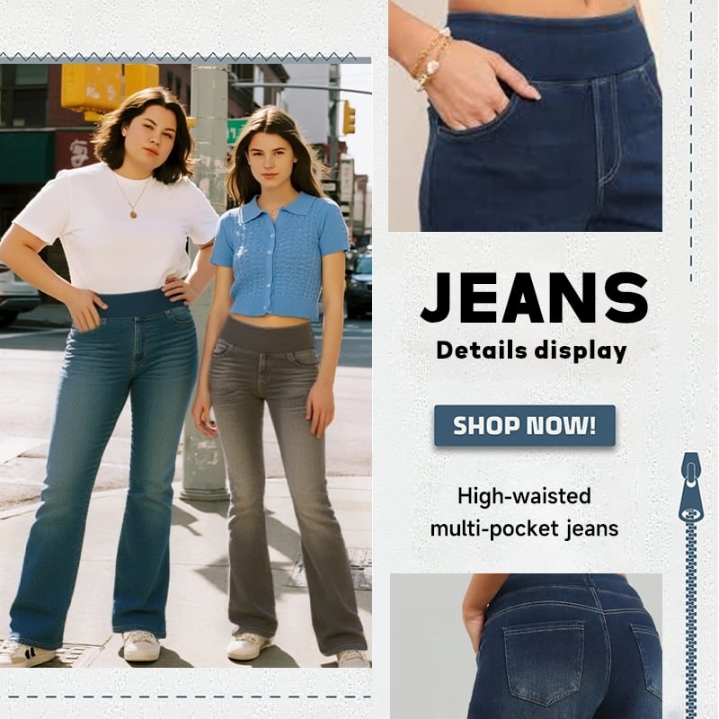 🏆LAST DAY SALE 49% OFF - High Waisted Pockets Washed Casual Bootcut Jeans