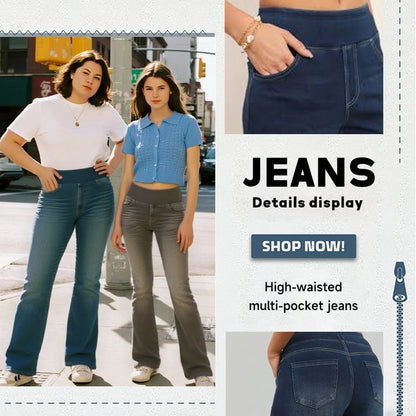 🏆LAST DAY SALE 49% OFF - High Waisted Pockets Washed Casual Bootcut Jeans