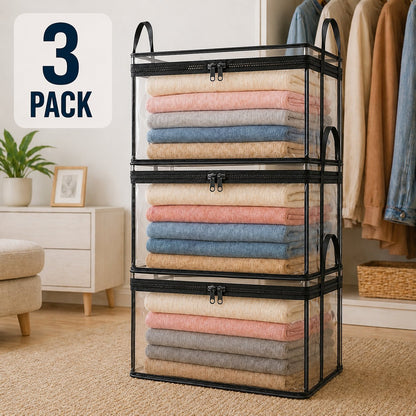 🔥Last Day 49% OFF📦Portable Large Heavy-Duty Thick Plastic Clear Storage Box with Hinged Lid | Home, Travel & Camping