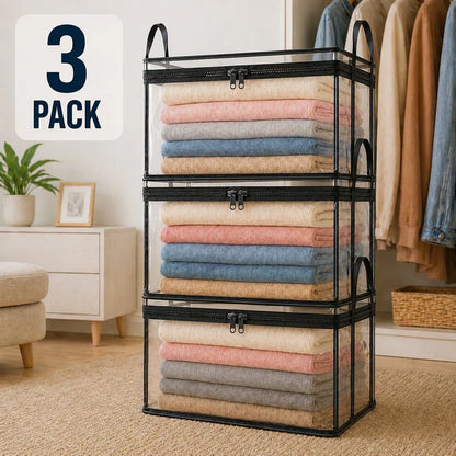 🔥Last Day 50% OFF📦Portable Large Heavy-Duty Thick Plastic Clear Storage Box with Hinged Lid | Home, Travel & Camping