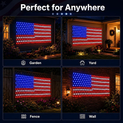 💙 Land of the Free Glow ✨ 49% OFF-Solar American Flag Net Lights