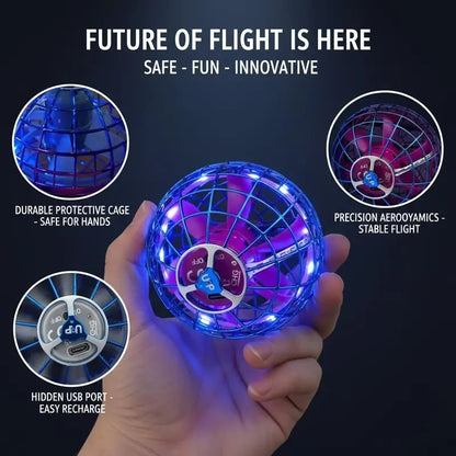 🚀 Levitating Induction Flying Ball – Smart Glow Gyro for Fingertip Play – LED Mini Drone Toy for Kids & Adults ✨