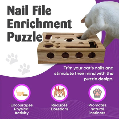🎁😻✨Cat Scratch Puzzle Enrichment Box: Nail File Stress Free Alternative to Clippers and Grinders