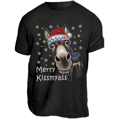 🔥Last Day 49% OFF🎄 Funny Donkey Merry Kissmyass Christmas T-Shirt