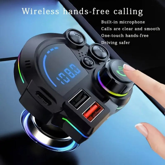 ⚡ 30W PD Car Charger & Bluetooth 5.3 FM Transmitter – Bass Booster & RGB Light – Wireless MP3 Radio Adapter 🎵