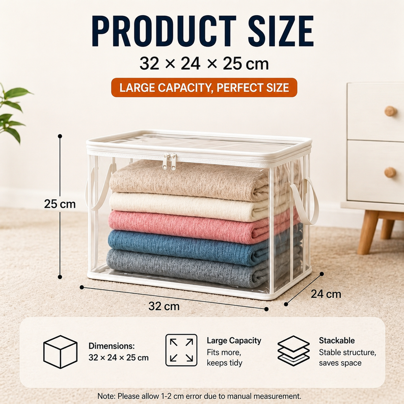 🔥Last Day 49% OFF📦Portable Large Heavy-Duty Thick Plastic Clear Storage Box with Hinged Lid | Home, Travel & Camping