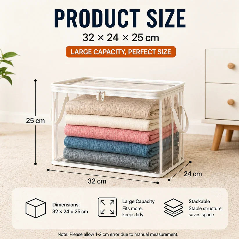 🔥Last Day 50% OFF📦Portable Large Heavy-Duty Thick Plastic Clear Storage Box with Hinged Lid | Home, Travel & Camping