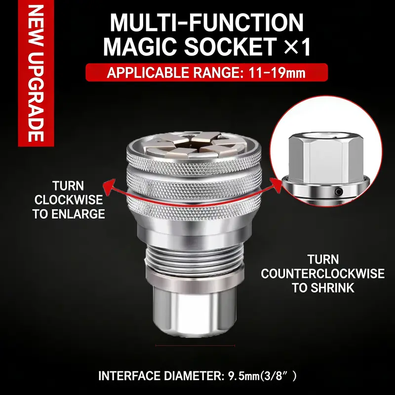 Multi-Function Universal Socket Wrench Tool -Universal Socket Tool for 3/8" Drive Ratchet Torque Wrench & Power Drill